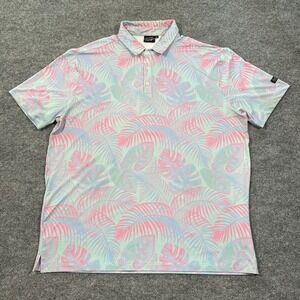 Sunday Swagger Polo Shirt Mens 2XL Colorful Fiji Golf Tropical Aloha Palm Floral